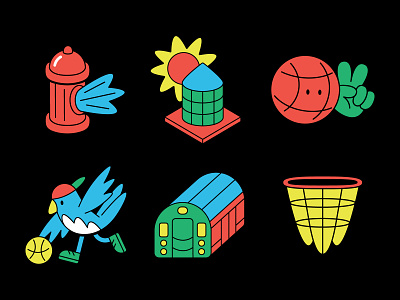Brooklyn Nets Illustrations basketball bird branding brooklyn character city design fire hydrant graphic design hand hat icon illustration logo net nyc sport subway sun team