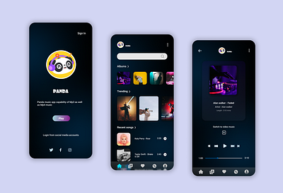 Panda (Music App) appdesign highqualityaudio mobileappdesign musicapp musiccommunity musicstreaming musictech personalizedmusic ui userexperience