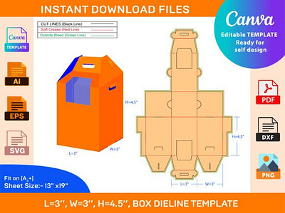 Mini CupCake Gable Box Dieline Template box box die cut design dieline illustration packaging packaging design ui vector