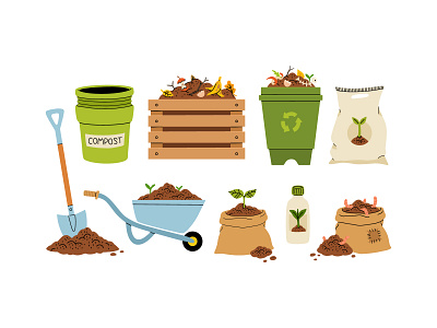 Composting cartoon compost concept design eco flat garden green illustration recycle soil vector