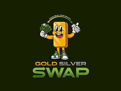 Mascot concept for Gold Silver Swap animal branding character coin cute design gold happy illustration logo mascot money silver smile sneakers swap ui unused