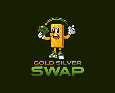 Mascot concept for Gold Silver Swap animal branding character coin cute design gold happy illustration logo mascot money silver smile sneakers swap ui unused