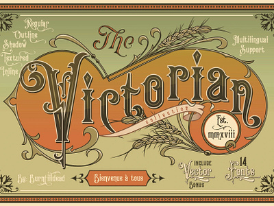 Victorian Collection branding classic design project font design font style lettering logo design old time product tag serif font typography victorian collection victorian era victorian font vintage