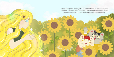 Meeting Sunflower Nymph childrenillustrationbook digitalillustration illustration