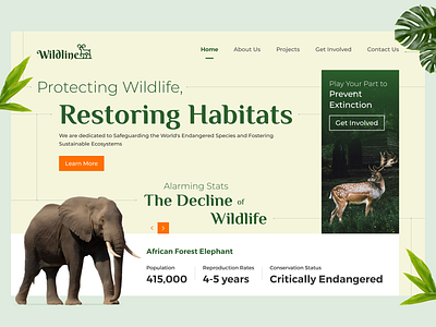 Wildline branding design graphic design hero banner illustration landing page logo nature typography ui ux vector web website wildlife