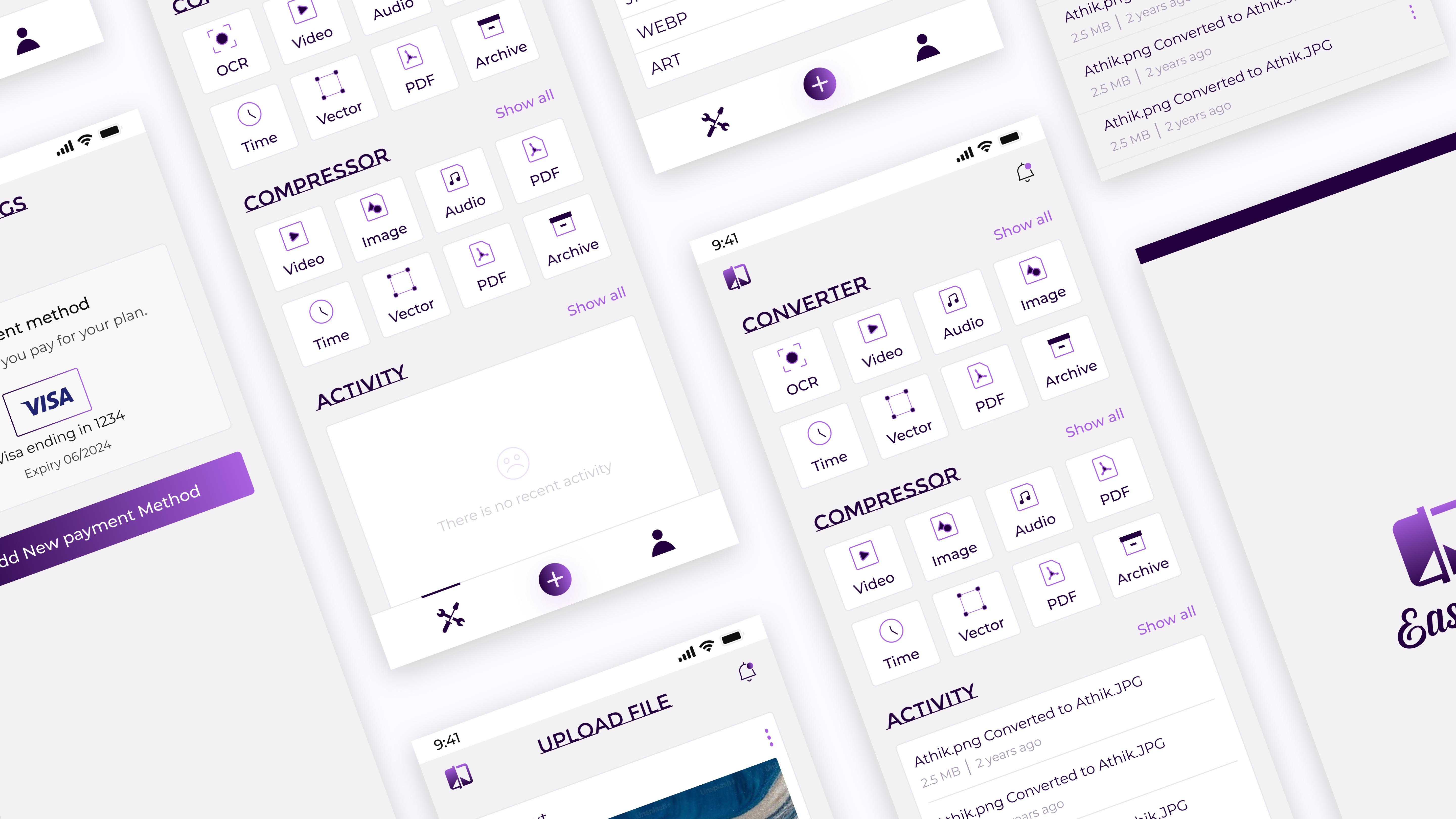 Easycon- File converter mobile Application app design athik clean ui design easy converter file converter landing page ui minimal design mobile app mobile application trendy design ui ui design ui template ui ux design ux design