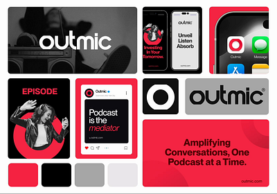 Outmic Branding Case Study audio brand design brand identity branding branding design design graphic design logo logo mark logo type minimal online music podcast design redesign visual design