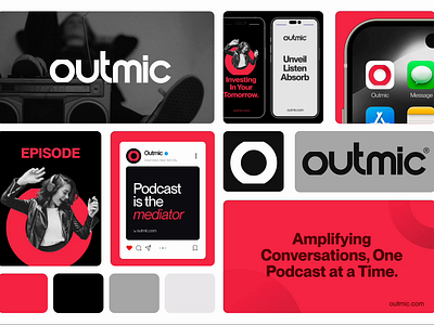 Outmic Branding Case Study audio brand design brand identity branding branding design design graphic design logo logo mark logo type minimal online music podcast design redesign visual design