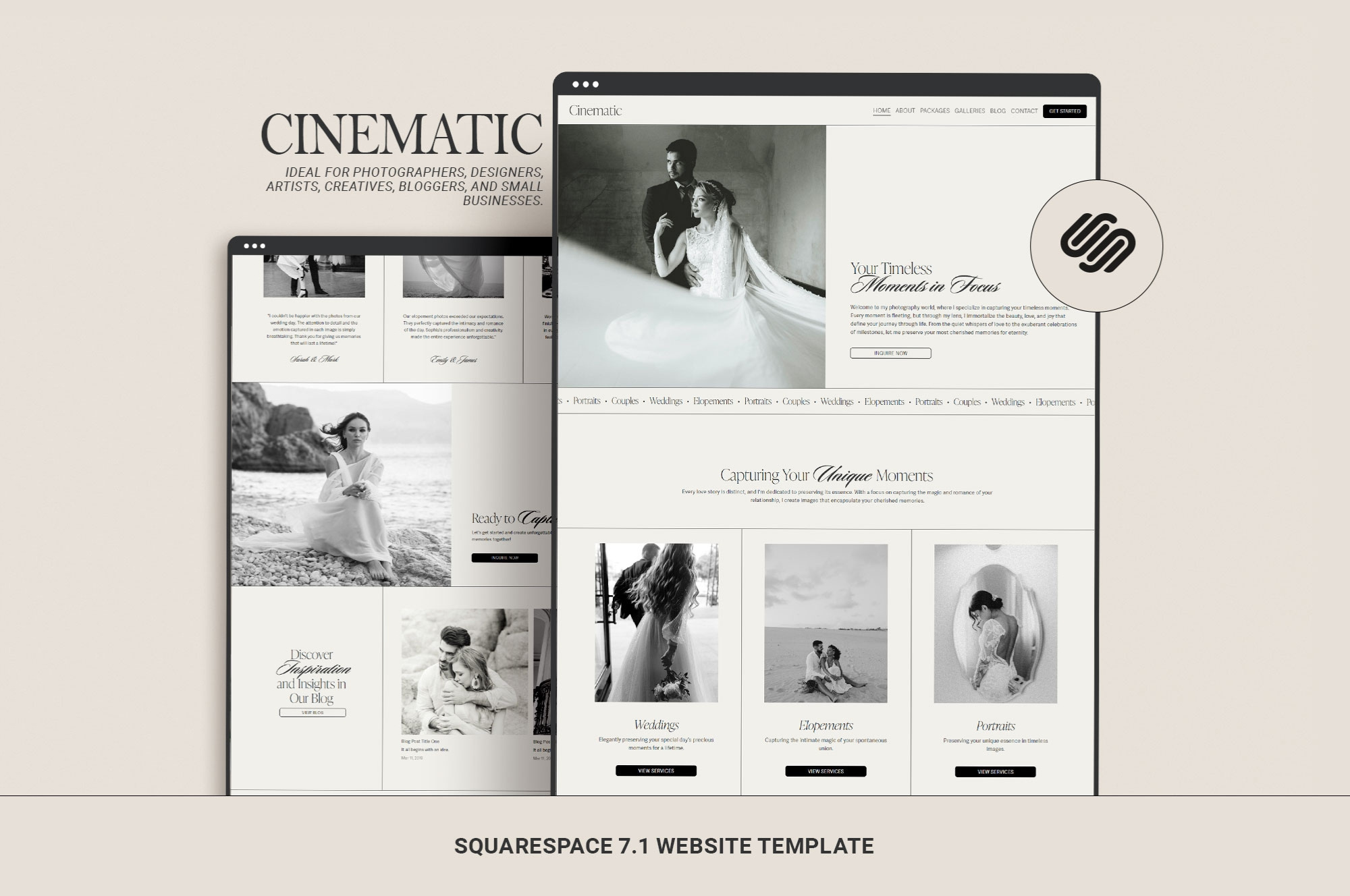 Squarespace 7.1 website sold Template for Photographers