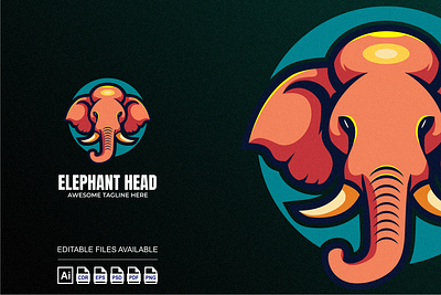 Elephant Head Illustration Logo 3d branding colorful design elephant graphic design illustration logo