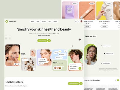 Beuaty Homepage beauty dashboard ecommerce heatlh homepage landing page layout shop skincare treathment ui website