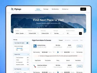 Flight Booking Website, Ticket Booking, Website UI 068 airlines airplane booking booking platform filter flight search flight ticket flight tickets flights online booking online ticket booking search ticket booking travel ui design ui ux design website website design website ui