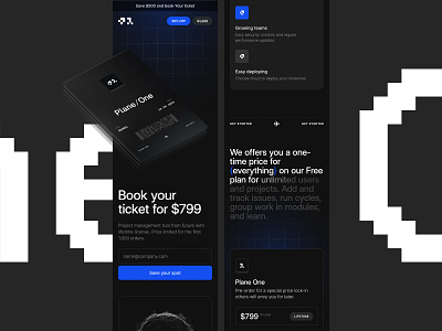 Plane-One: Mobile 3d blue dark features geometric hero section isometric land page landing mesh mobile responsive software typography ui ux web