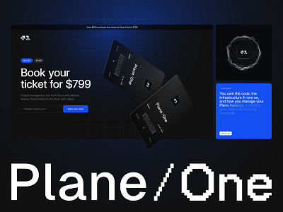 Plane-One: Hero cards clean code dark gradient graphic design homepage isometric landing management tool modern software typography ui ux web
