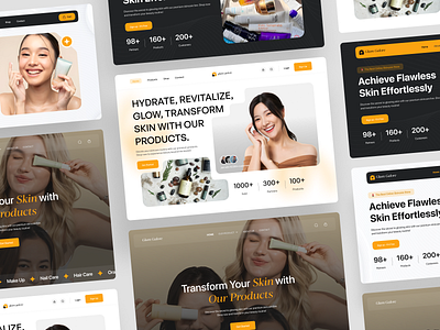 Glam Galore - Skincare Commerce Hero Section beauty cosmetics store ecommerce facial treatment hair treatment home page make up marketplace online store product shop shopify skincare shop store web design web template wix woman treatment woocommerce