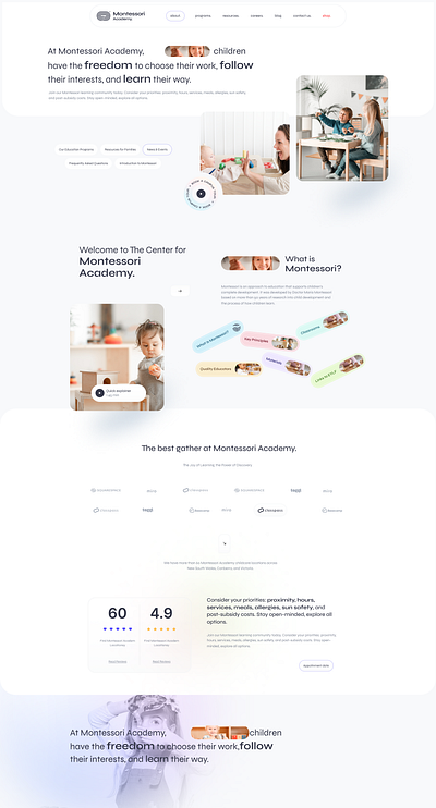 Landing Page / Education Website - Montessori Academy branding education website montessori academy ui