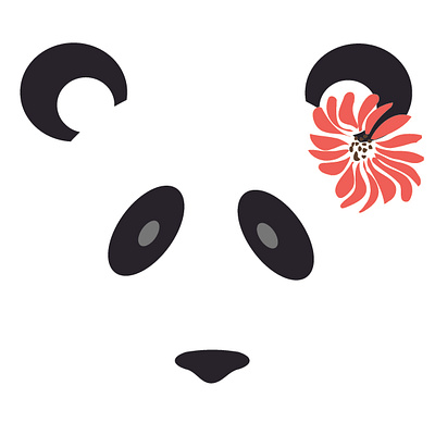 negative panda, with flower accessory chriscreates chrismogren design drawing flower graphic design illustration negative space panda