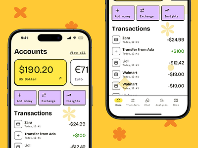 Gen Z Banking App Dashboard bank branding bright colors colorful dashboard design finance gen z interface sustainable ui ux violet yellow