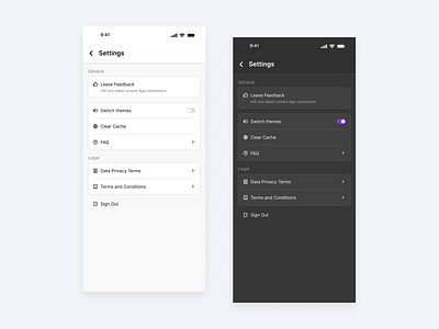 Settings page concept - light & dark mode clean design ios minimal mobile app mobile design modern profile settings settings page ui ux