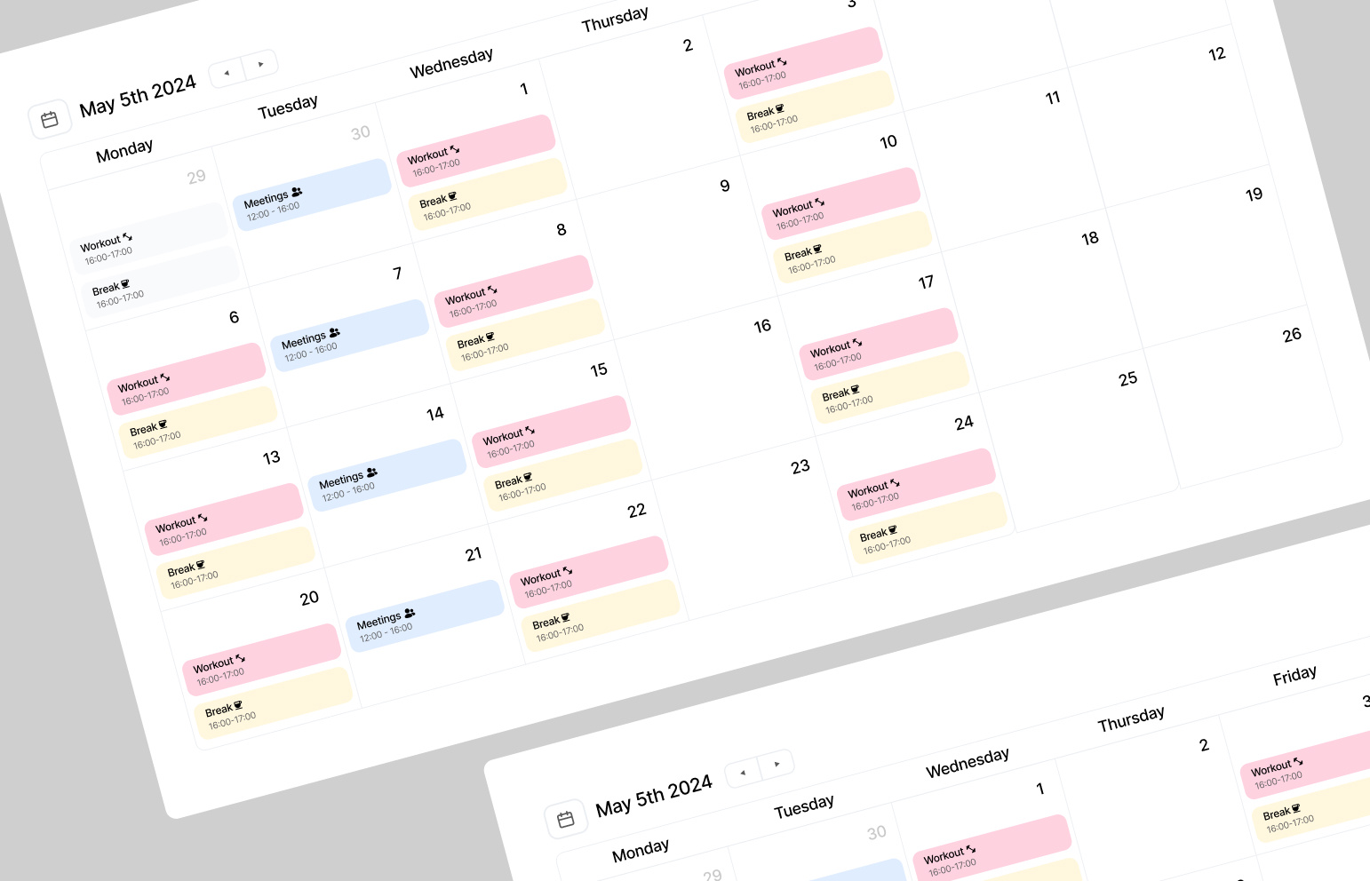 Calendar Component calendar component figma light ui uiux web design