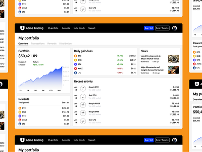 Crypto Platform Dashboard application blue branding crypto dashboard design graphic design investing investment product design saas saas dashboard software stocks trading ui ux website