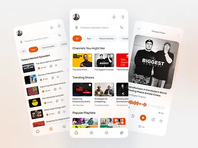 Podcast App Design app branding design graphic design illustration typography ui ux vector