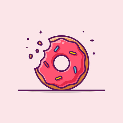 Bitten Donut Cartoon autumn branding cartoon design donut fast food foods graphic design icon illustration logo restaurant season ui vector