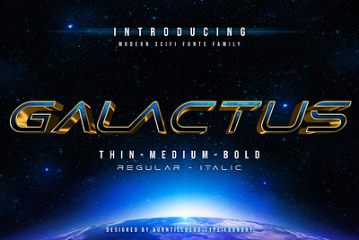 Galactus Sci-Fi branding burntilldeadstudio design font galaxy theme graphic design lettering logo scifi typefoundry unique unique font