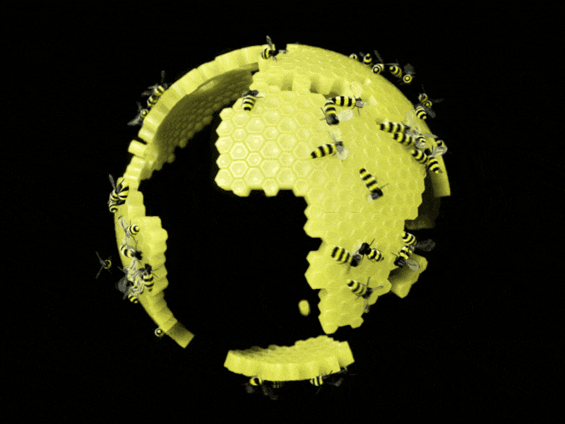 World Bee Day 2024 - Mondaychallenge#15 3d animation bees cg cinema4d mograph organic particles procedural world