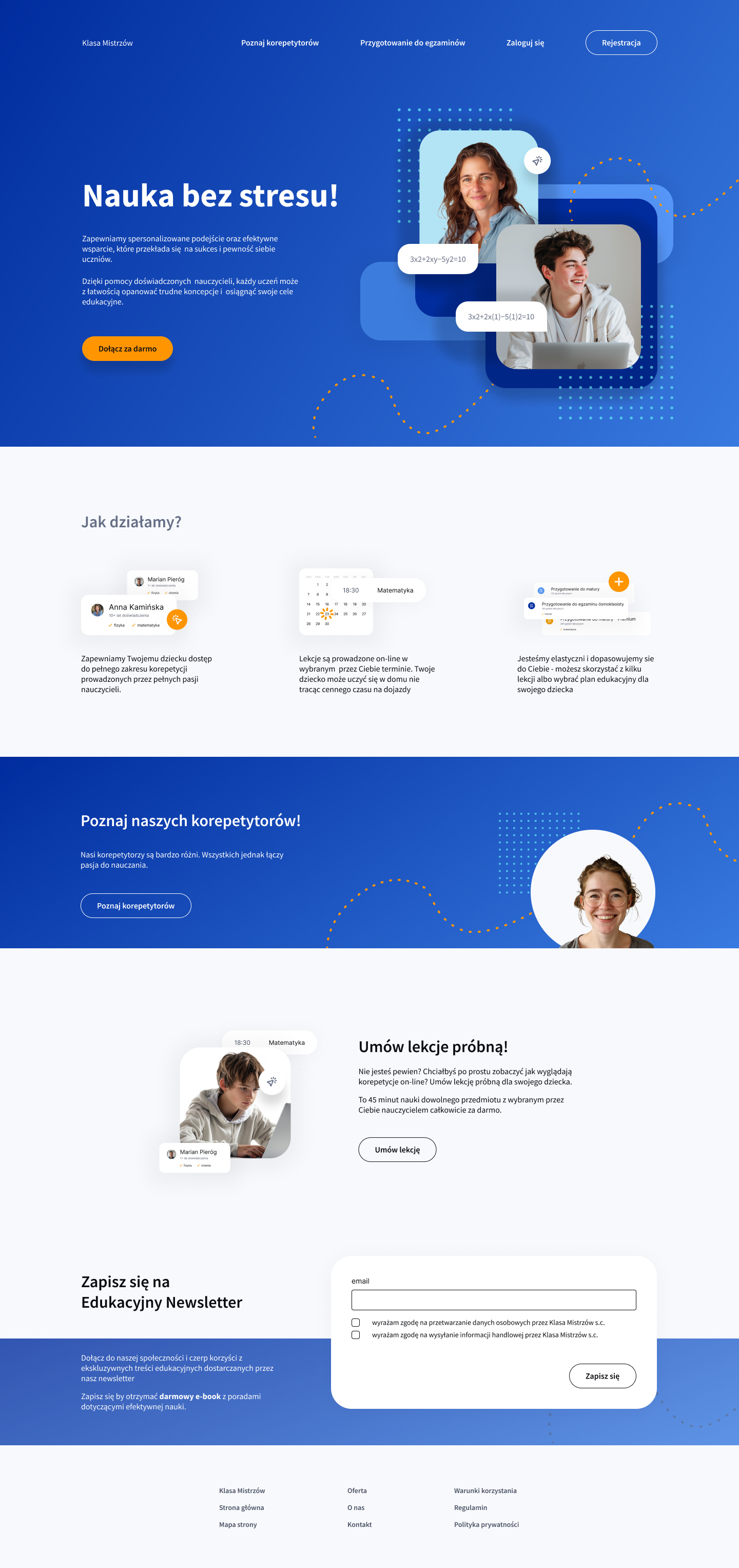 Korepetycje education graphic design landing page