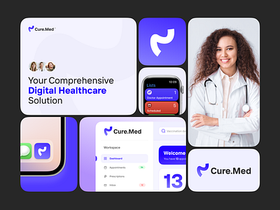 Cure Med. Medical Platform Branding and Dashboard Concept SaaS branding dashboard design doctor icon interface logo medical patient saas ui ux web