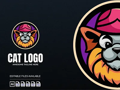 Cat illustration mascot logo 3d branding cat colorful design graphic design illustration logo