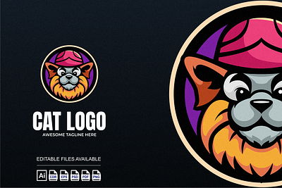 Cat illustration mascot logo 3d branding cat colorful design graphic design illustration logo