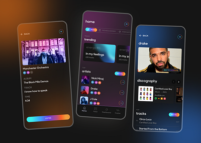 Mobile App for Content Discovery | Music, Movie, Books appdesign artists branding colors content discovery dailyui design graphic design illustration mobile app movie music music player rainbow songs ui uidesign userexperience userinterface uxdesign