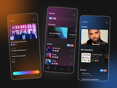 Mobile App for Content Discovery | Music, Movie, Books appdesign artists branding colors content discovery dailyui design graphic design illustration mobile app movie music music player rainbow songs ui uidesign userexperience userinterface uxdesign