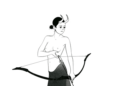 Arrow archer arrow character character design digitalart drawing fantasy illustration monochrome procreate sketch thiefling woman