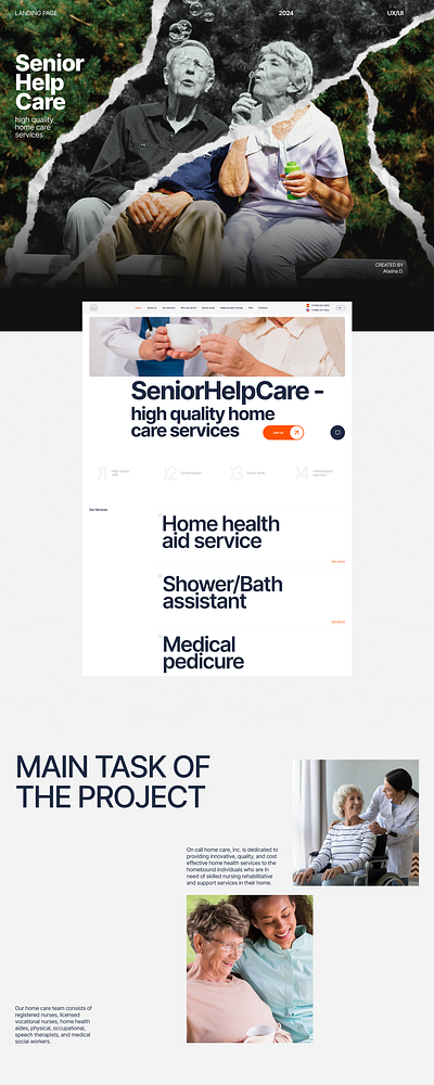 SeniorHelpCare - high quality home care services care concept help new serve services ui ux web design website лендинг