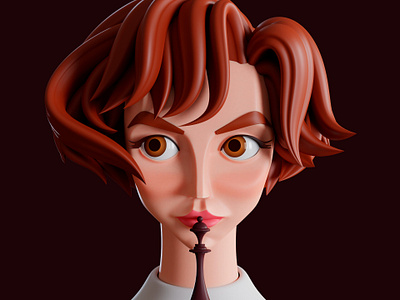 The Queen's Gambit 3d blender character design girl model 3d render sculpting
