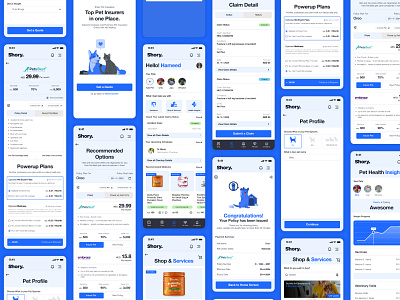 Pet Insurance UI Screens app case study design graphic design illustration prototyping ui