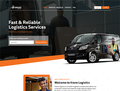 Krane Logistics Web Platform homepage landing page logistics ui ux