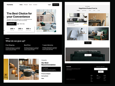 Furniture landing page design branding chair furniture landing page sofa ui user feedback user interface user research user testing ux visual identity wire framing