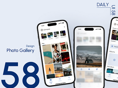 Day 58: Photo Gallery grid layout image gallery mobile app design photo gallery design ui design user experience user interface visual design