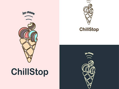 Ice Cream caffee chill chillstop delicious dessert graphic design ice cream cone icecream logo poster refreshing sprinkles summer sweet vanilla ice cream waffle cone
