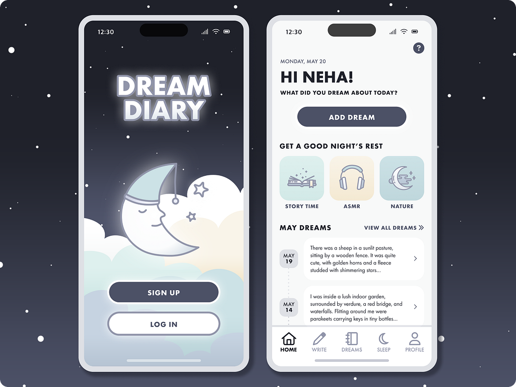 Dream Diary App by Neha Pasnoori on Dribbble