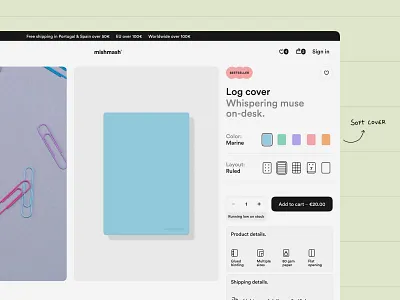 Product Page of an office supplies shop. clean colorful design e commerce e commerce design online store online store design product page product page design significa ui ux web design website