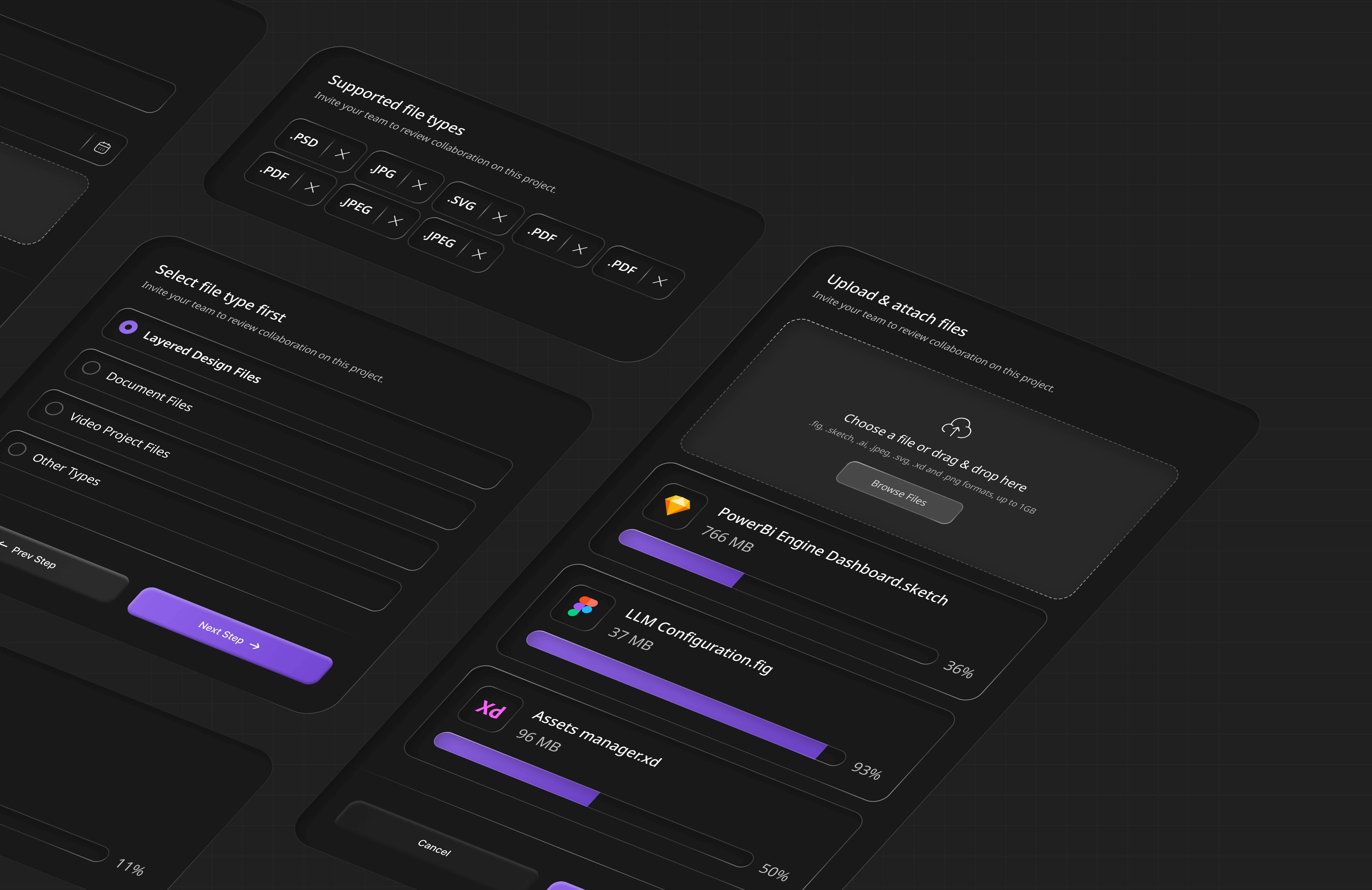 File Upload UI Components calendar ui clean ui daily ui dark mode dark ui design system drag drop figma file upload gradient dark ui minimal modal modern dark ui popover saas skeumophic ui components upload user interface