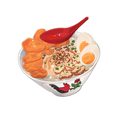 Series of Indonesian Breakfast Dish: Bubur Ayam culinary digitalpainting dish drawing food illustration procreate