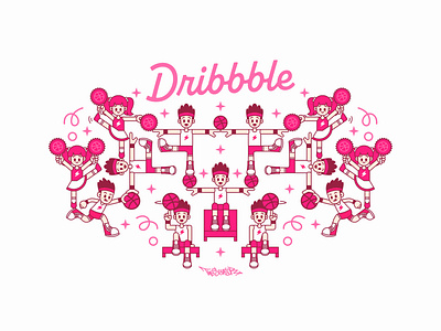 Dribbble Parade by TheSensorv basket branding character characterdesign cheers cute design enjoy freestyle illustration love pink thesensor vector