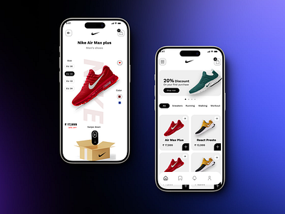 Nike UI Design appui ecommerce nike nikeapp nikeui shoe ui uidesign uiux ux