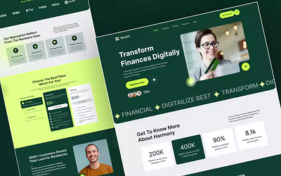 Finance Landing Page - Wealth animation banking branding budget clean digitally finance fintech flicker minimal money prototype transection transfer transform ui ux design wealt